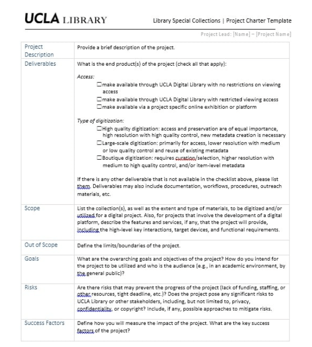 project charter template example ucla